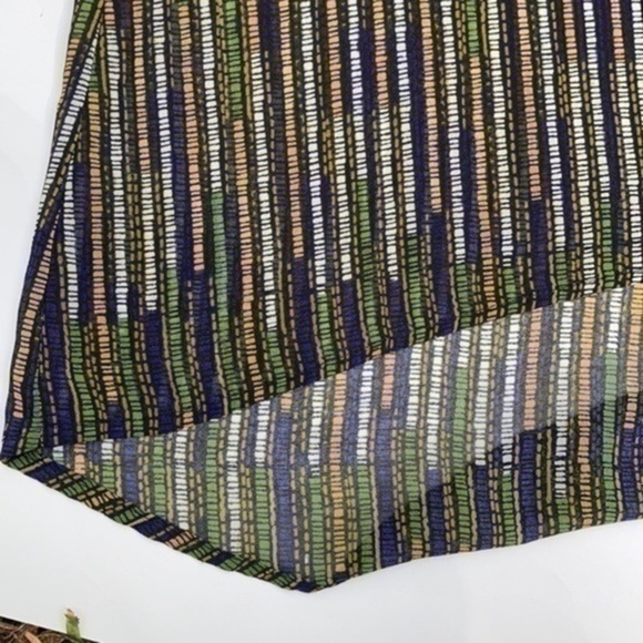 H&M Lightweight Flowy Striped Green Yellow Blue Button Front Tank Top - Picture 6 of 7